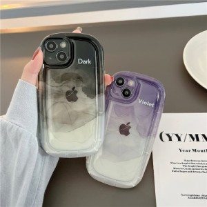 iPhoneケース グラデーションカラー パープル l Violet Dark シリコン 可愛い シンプル キュート 大人女子 スマホケース 韓国