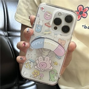 iPhoneケース スタンド付き 動物 l ゆるキャラ イラスト かわいい うさぎ ラビット バニー パラグライダー 韓国 スマホケース