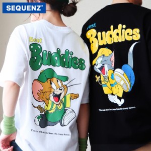 Tシャツ 半袖 メンズ レディース クルーネック バックプリント トムとジェリー キャラクター 綿100％ コットン しっかり生地 丈夫 ゆった