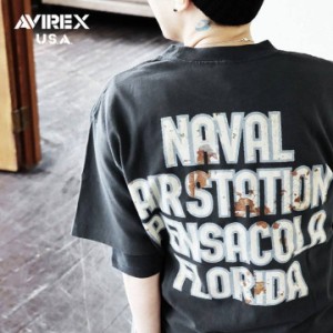 【メール便50】 AVIREX アヴィレックス Tシャツ 半袖 メンズ レディース クルーネック バックプリント 綿100％ コットン しっかり生地 伸