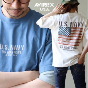 【メール便50】 AVIREX アヴィレックス Tシャツ 半袖 メンズ レディース バックプリント 綿100％ コットン しっかり生地 丈夫 伸縮性 ゆ