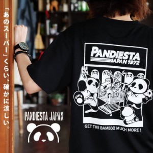 【メール便50】 PANDIESTAJAPAN パンディエスタジャパン Ｔシャツ 半袖 メンズ レディース プリント パンダ 熊猫 ブラック ポリエステル1