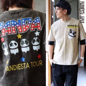 【メール便50】 PANDIESTAJAPAN パンディエスタジャパン Tシャツ 半袖 メンズ レディース プリント パンダ 熊猫 褪せ色 綿100％ コットン