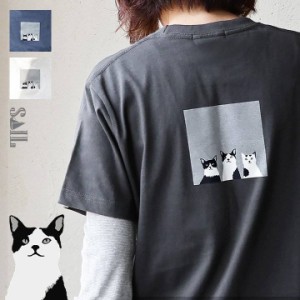 【メール便25】 PATY パティ tシャツ 半袖 メンズ レディース しっかり 丈夫 コットン 綿100％ カジュアル 猫 はちわれ 八割れ猫 バック 