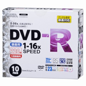 オーム電機 DVDーR 16倍速対応 録画用 10枚スリムケース入り PC-M16XDRCP10L 01-0749