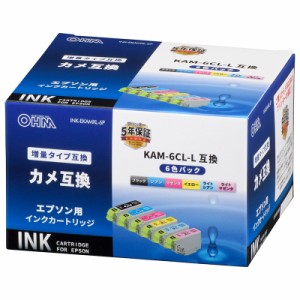 エプソン互換インク カメ 6色パック 増量タイプ_INK-EKAMXL-6P 01-3882 オーム電機
