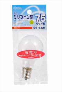 ミニクリプトン電球 E17 75W形 ホワイト OHM LB-PS4775K-W 04-6321 オーム電機