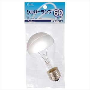 オーム電機 シルバーランプＰＳ６０ Ｅ２６ ６０Ｗ LB-PS6660T-SL 04-7960