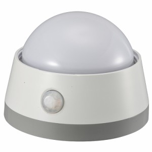 LEDセンサーライト 明暗＋人感センサー 白色LED 電池式 プッシュライト NIT-BLA6JD-WN 06-0129 OHM オーム電機