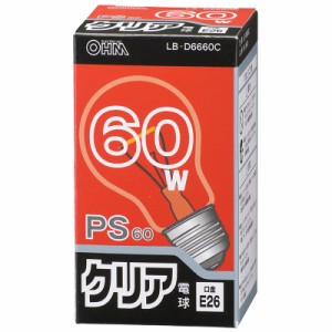 白熱電球 一般形電球 E26 60W クリア LB-D6660C 06-0641 OHM オーム電機