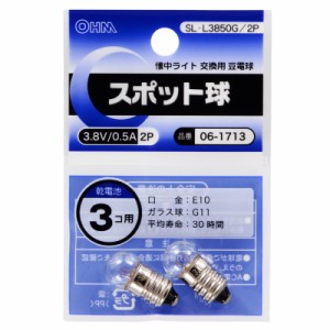 オーム電機 スポット球 3.8V/0.5A 2個入 SL-L3850G/2P 06-1713