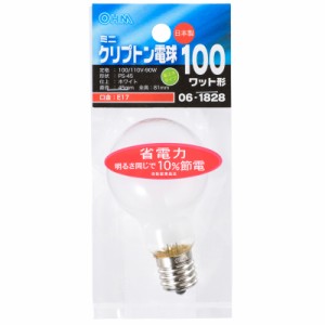 ミニクリプトン電球 E17 100W ホワイト OHM LB-PS4700KJ-W 06-1828 オーム電機