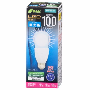 LED電球 円筒型電球形 E26 100形相当 13W 昼光色 全方向タイプ E-Bright LDT13D-G IS20 06-3128 オーム電機