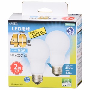LED電球 E26 40形相当 広配光 昼白色 2個入_LDA5N-G AG53 2P 06-3298 オーム電機