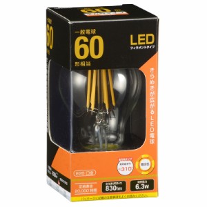 LED電球 フィラメント 一般電球 E26 60形相当 電球色 クリア 全方向｜LDA6L C6 06-3463 OHM