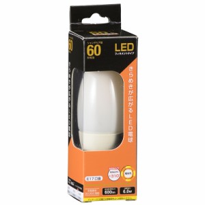 LED電球 フィラメント シャンデリア球 E17 60形 電球色 ホワイト 全方向｜LDC6L-E17 W6 06-3473 OHM