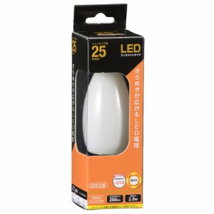 LED電球 フィラメント シャンデリア球 E26 25形 電球色 ホワイト 全方向｜LDC2L W6 06-3474 OHM
