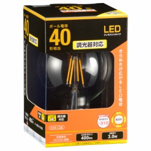 LED電球 フィラメント ボール電球 E26 40形 調光器対応 電球色 クリア 全方向｜LDG3L/D C6 06-3497 OHM