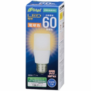 LED電球 T形 E26 60形相当 電球色_LDT7L-G AG20 06-3607 オーム電機