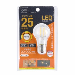 LED電球 フィラメント クリプトン球 E17 25形相当 電球色｜LDA2L-E17 C6/PS35 06-3880 OHM