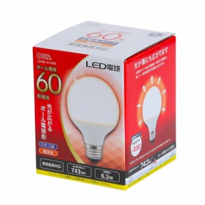 LED電球 ボール形 E26 60形相当 電球色｜LDG6L-G AS93 06-4297 オーム電機
