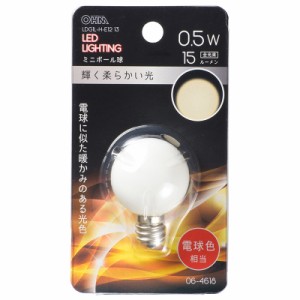 LED電球 ミニボール電球形 E12/0.5W 電球色｜LDG1L-H-E12 13 06-4618 OHM オーム電機