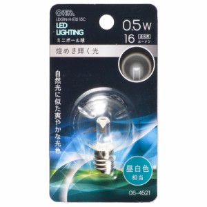 LED電球 ミニボール電球形 E12/0.5W 昼白色 クリア｜LDG1N-H-E12 13C 06-4621 OHM オーム電機