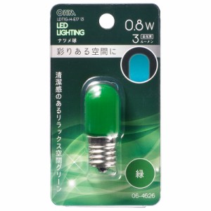 LED電球 ナツメ球形 E17/0.8W 緑｜LDT1G-H-E17 13 06-4626 OHM オーム電機
