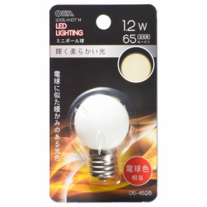 LED電球 ミニボール電球形 E17/1.2W 電球色｜LDG1L-H-E17 14 06-4628 OHM オーム電機