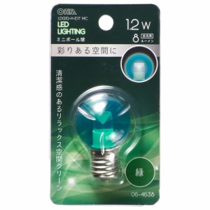 LED電球 ミニボール電球形 E17/1.2W 緑 クリア｜LDG1G-H-E17 14C 06-4638 OHM オーム電機