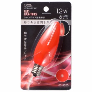 LED電球 シャンデリア電球形 E17/1.2W 赤 クリア｜LDC1R-G-E17 13C 06-4655