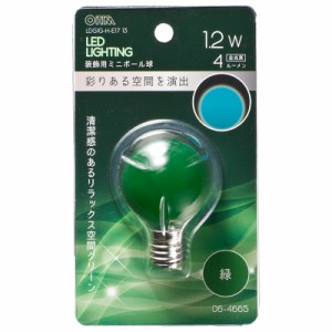 LED電球 ミニボール電球形 E17/1.2W 緑｜LDG1G-H-E17 13 06-4665 OHM オーム電機