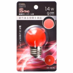 LED電球 ミニボール電球形 E26/1.4W 赤｜LDG1R-H 13 06-4676 OHM オーム電機