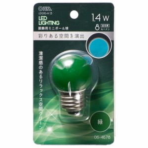 LED電球 ミニボール電球形 E26/1.4W 緑｜LDG1G-H 13 06-4678 OHM オーム電機