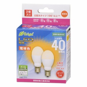 LED電球 小形 E17 40形相当 電球色 2個入｜LDA4L-G-E17 IH23 2P 06-4809 オーム電機