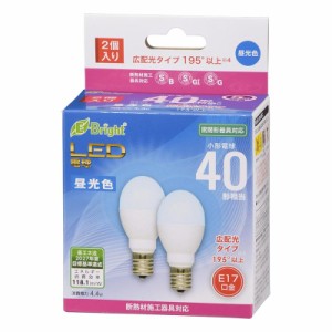 LED電球 小形 E17 40形相当 昼光色 2個入｜LDA4D-G-E17 IH23 2P 06-4810 オーム電機