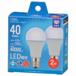 LED電球小形 E17 40形相当 昼光色 密閉器具対応 断熱材施工器具対応 2個入｜LDA4D-G-E17 AG62P 06-5544 オーム電機