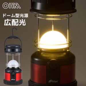 LEDランタン IPX4 320lm 単1×4本 ドーム光源 常夜灯付き レッド｜LNP-30N-K 07-3680 オーム電機