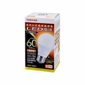 東芝 LED電球 E26 60W形相当 電球色｜LDA8L-G/60V1R 16-0661