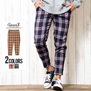 セール価格 SALE 25%OFF チェックパンツ メンズ CavariA キャバリア 即日発送 ボトムス テーパードパンツ アンクルパンツ アンクル丈 チ