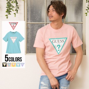 セール SALE Tシャツ メンズ 半袖 GUESS ゲス カラートライアングルロゴクルーネック半袖Tシャツ 即日発送 トップス カットソー プリント