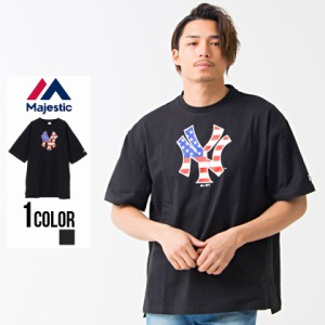 セール SALE Tシャツ メンズ 半袖 Majestic マジェスティック S S TEAM LOGO BIG T(NY) 即日発送 M L XL ブラック 黒 トップス ブランド 