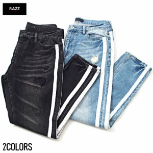 【送料無料】デニムパンツ メンズ RAZZIS ラズ Side line denim pants 2colors 即日発送 パンツ デニム サイドライン メンズ クラッシュ 