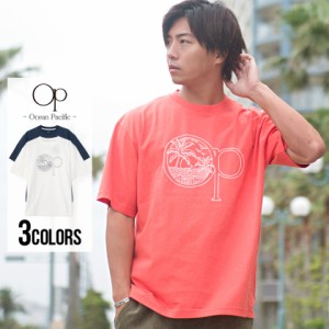 セール価格 SALE Tシャツ メンズ 半袖 ロゴ プリント Tシャツ パームツリー Ocean Pacific オーシャンパシフィック ブランドロゴプリント