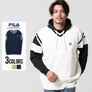 ニットベスト メンズ FILA フィラ Vネックニットベスト 即日発送 トップス ニット セーター Vネック 薄手 ロゴ 刺繍 ユニセックス レディ