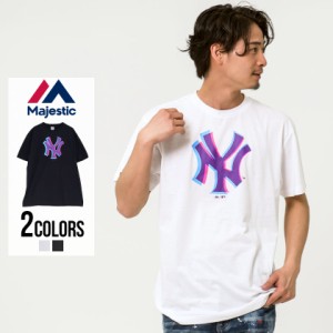 セール SALE Tシャツ メンズ 半袖 Majestic マジェスティック NYK Anaglyph Logo S S Tee 即日発送 トップス カットソー クルーネック ニ