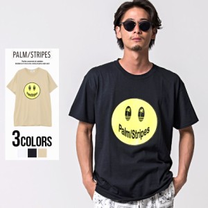 Tシャツ メンズ 半袖 PALM STRIPES パームストライプス CIRCLE PALM TEE 即日発送 トップス インナー カットソー クルーネック スマイル 