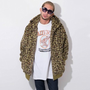 セール SALE ファーパーカー メンズ RAZZIS ラズ Leopard Zip-up fake fur hoodie 2colors 即日発送 ジップパーカー ボアパーカー レオパ