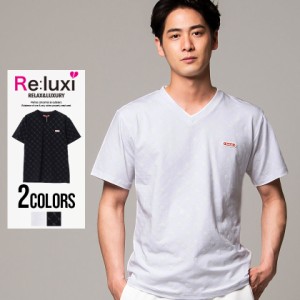 セール SALE Tシャツ メンズ 半袖 トップス インナー カットソー Vネック ロゴ総柄 プリント ラバーワッペン ストレッチ ホワイト ブラッ