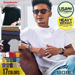 Tシャツ メンズ 半袖 Goodwear グッドウェア トップス カットソー クルーネック USAコットン 厚手 無地 ビッグシルエット 大きいサイズ